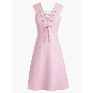 J Crew Collection Structured 100% Linen Lace Up Grommet Dress size 2 pink summer